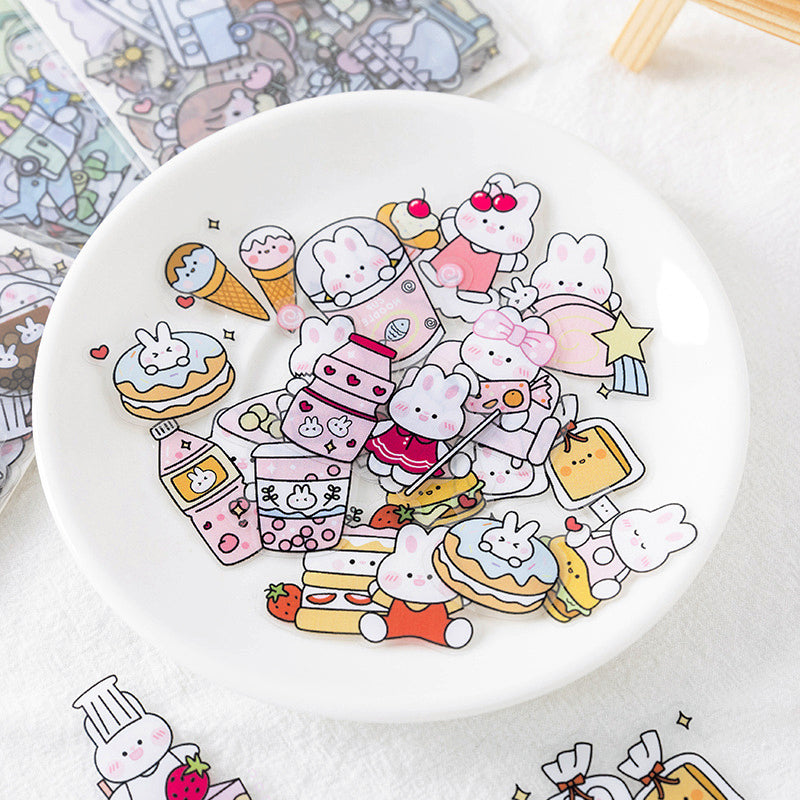 RosyPosy Cute Explosion Cartoon Rabbit Girl PET Sticker Pack b2