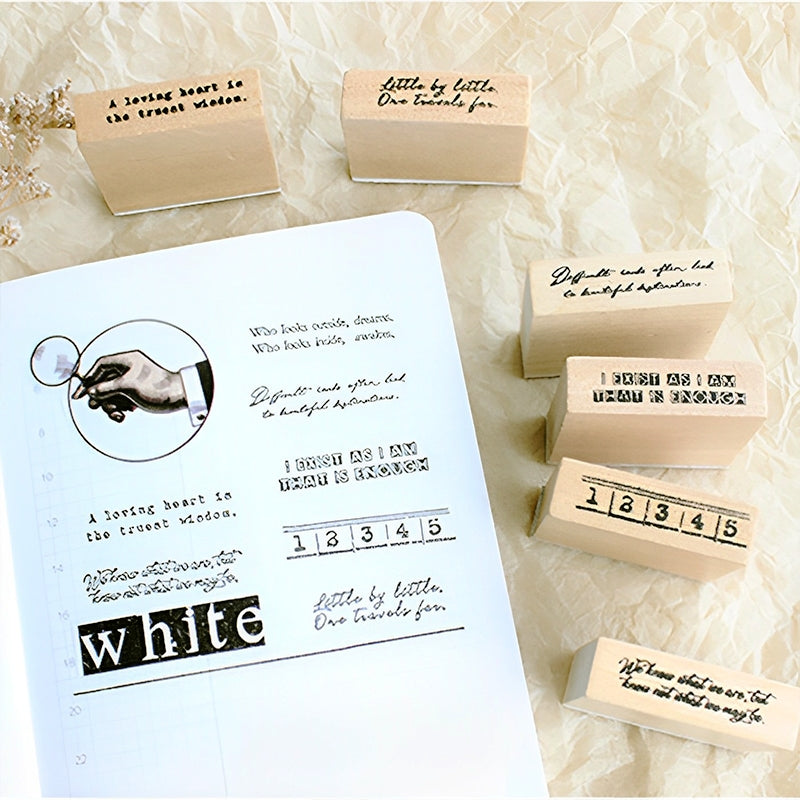 Simple Design Circle Plaid Numbers Letters Wooden Rubber Stamp b2