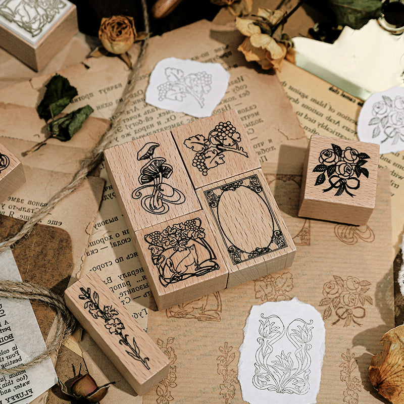 Simple Plant Frame Wooden Rubber Stamp b2