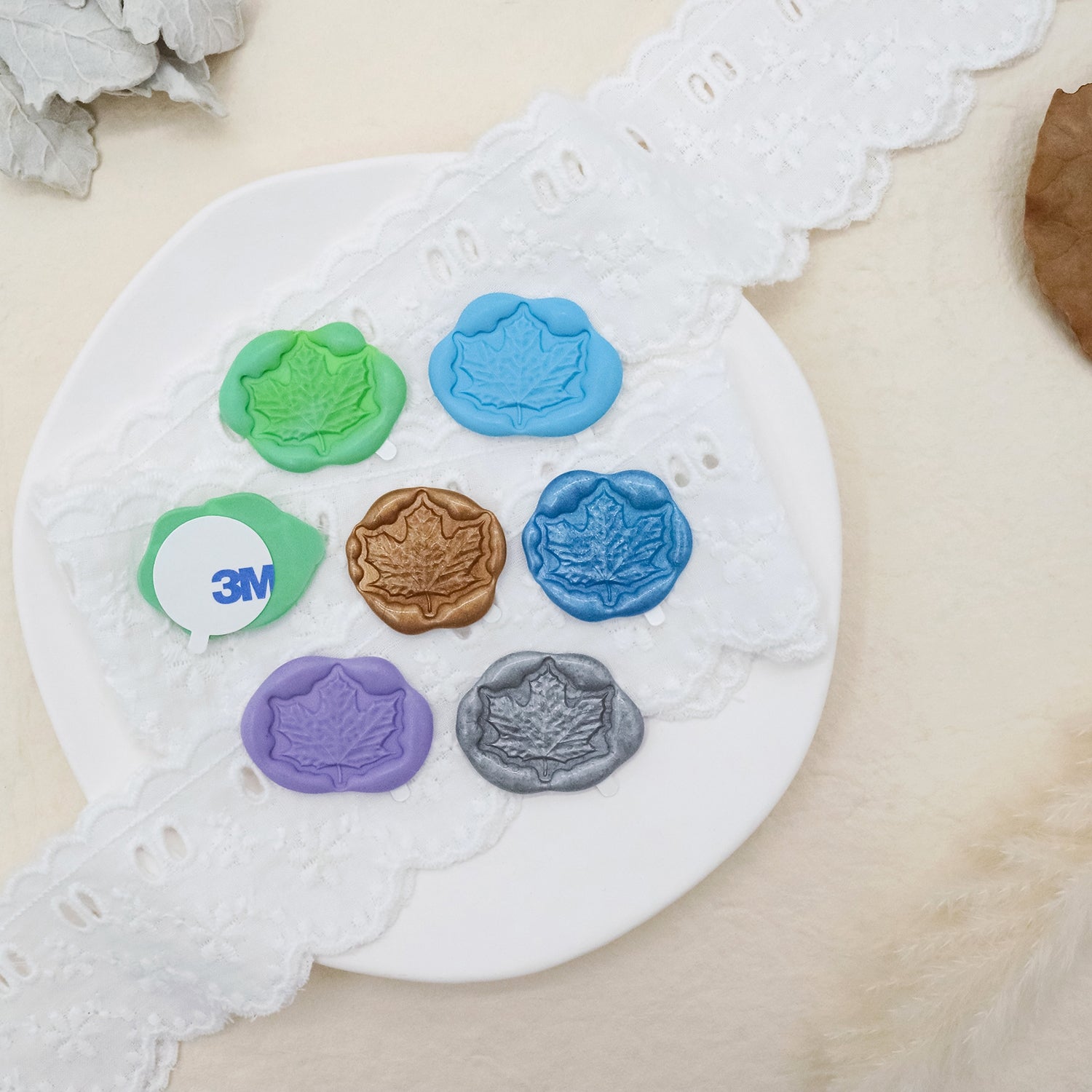 Stamprints 3D Relief Maple Leaf Self-adhesive Wax Seal Stickers 3