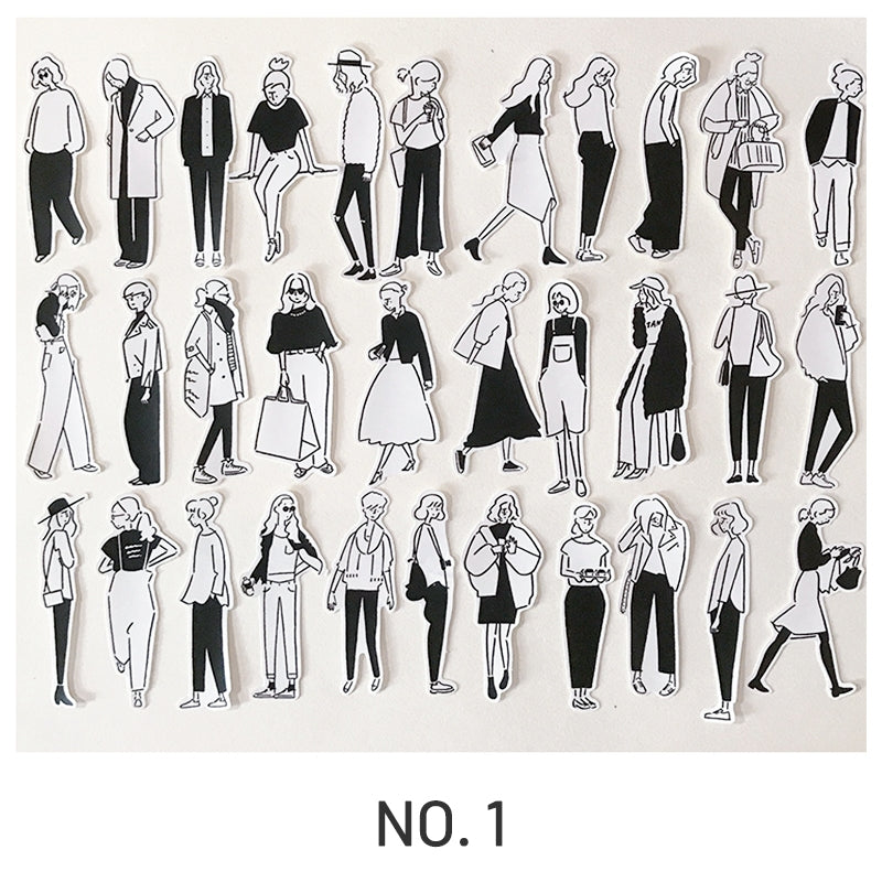 Stamprints Black and White Simple Girl Sticker 4