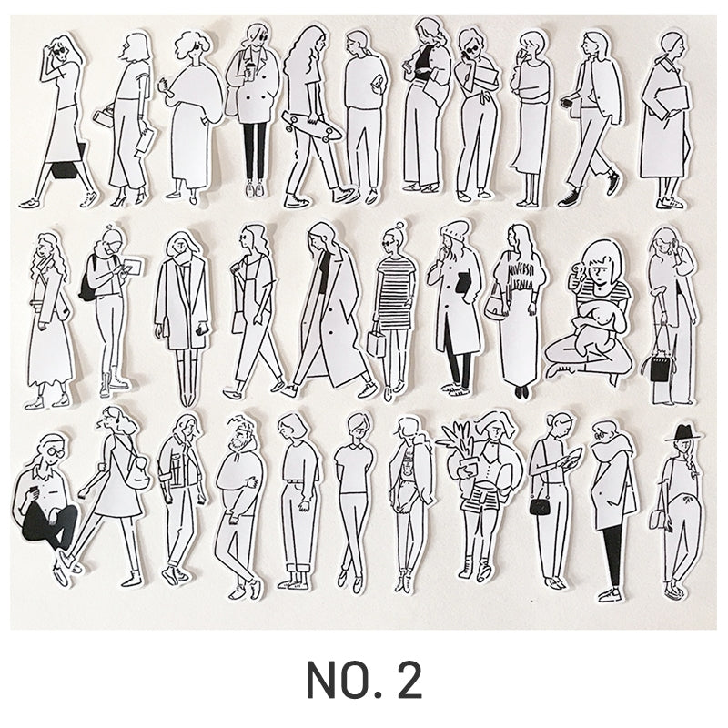 Stamprints Black and White Simple Girl Sticker 5