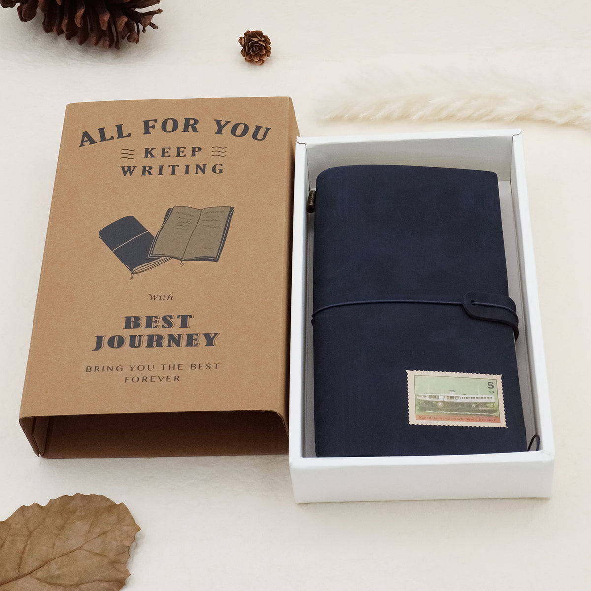 Stamprints Blue Simple Leather Journal Set 1