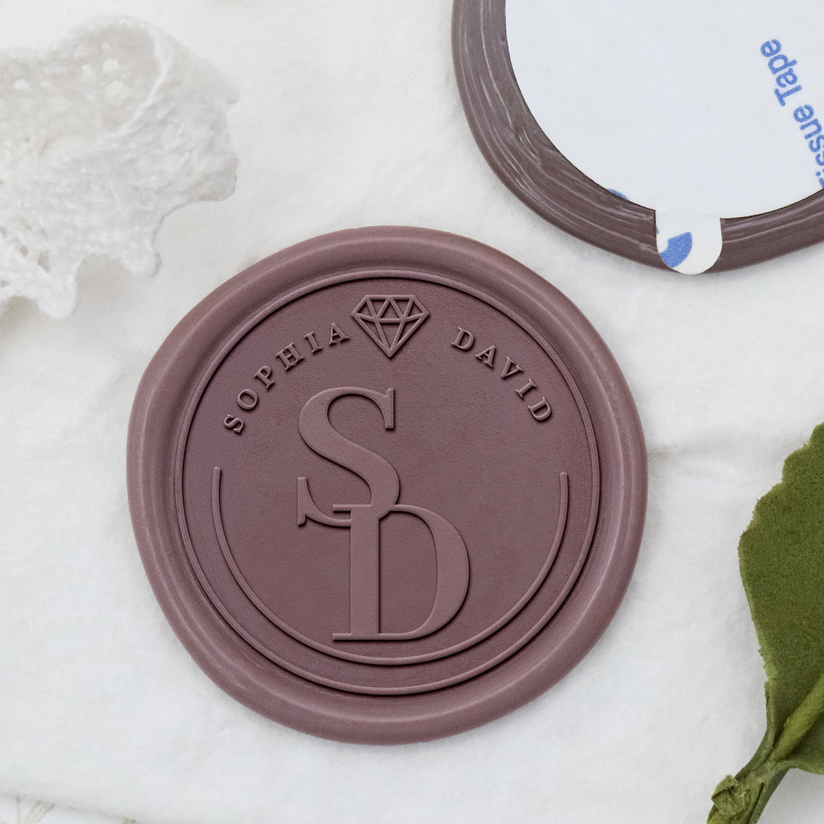 Stamprints Custom Diamond Wedding Monogram Wax Seal Stickers 1