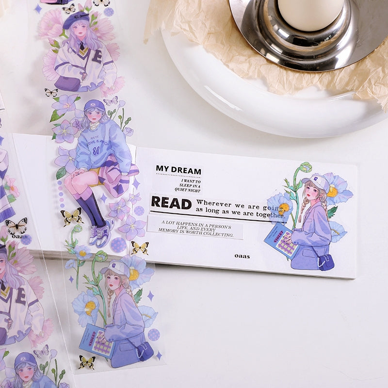 Girl and People Themed Purple Flower PET Sticker3