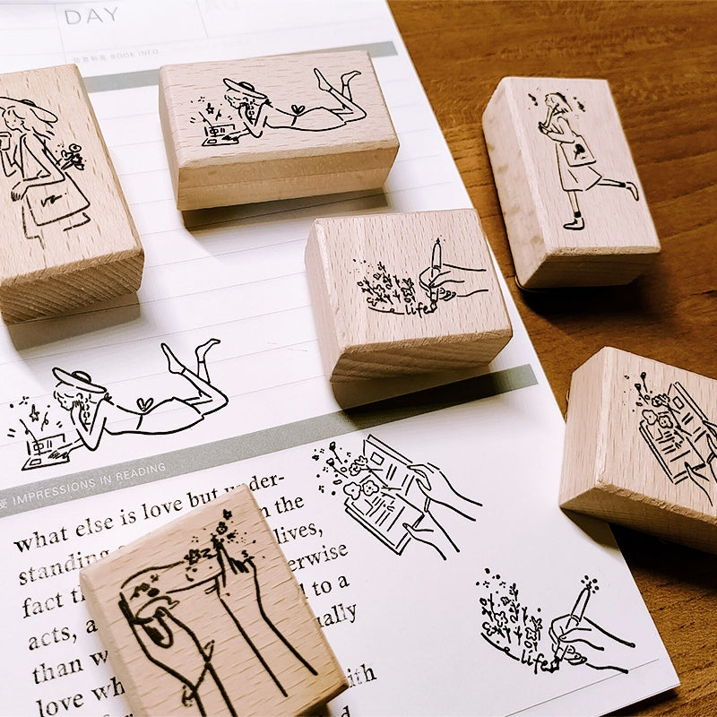 Stamprints Happy Girl Rubber Stamp 1