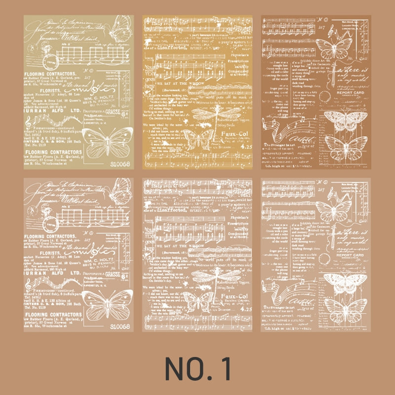 Music-Manuscript-Themed Dual Material Scrapbook Paper - Music, Bills, Notes, Plants