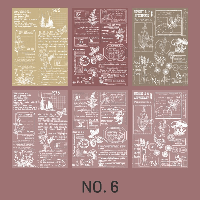 Herbarium Specimen-Manuscript-Themed Dual Material Scrapbook Paper - Music, Bills, Notes, Plants