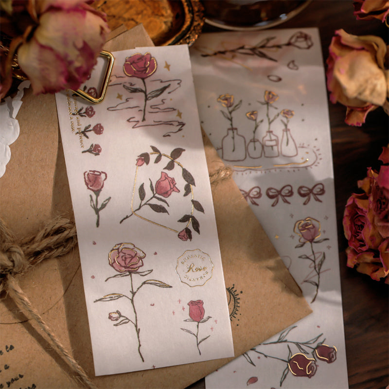 Vintage Foil Stamping Rose Washi Tape b4