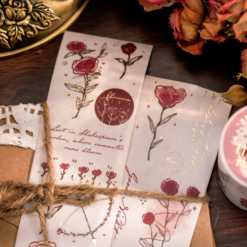 Vintage Foil Stamping Rose Washi Tape b5